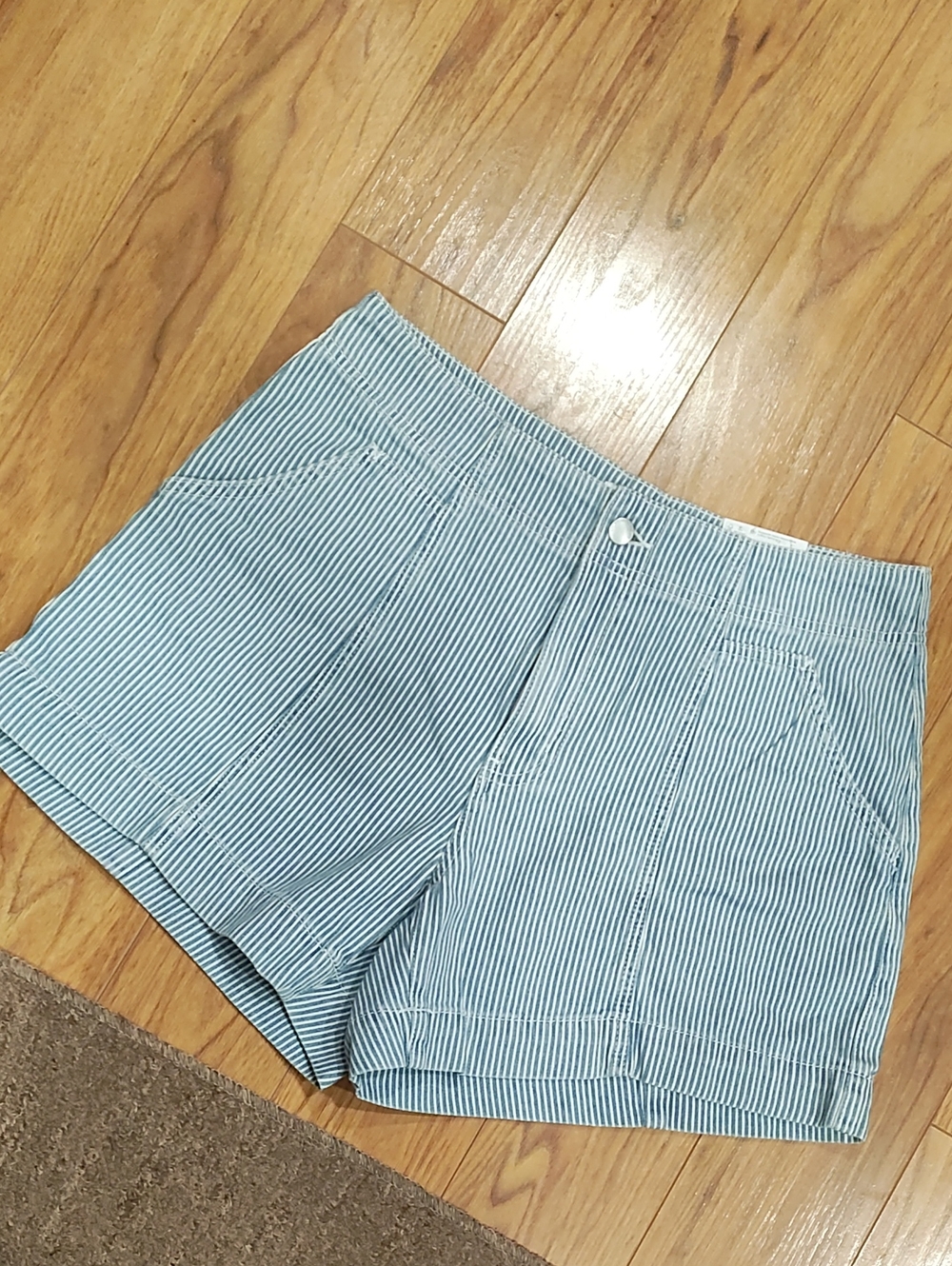 Sonoma Light Blue and White Striped Bermuda Shorts
